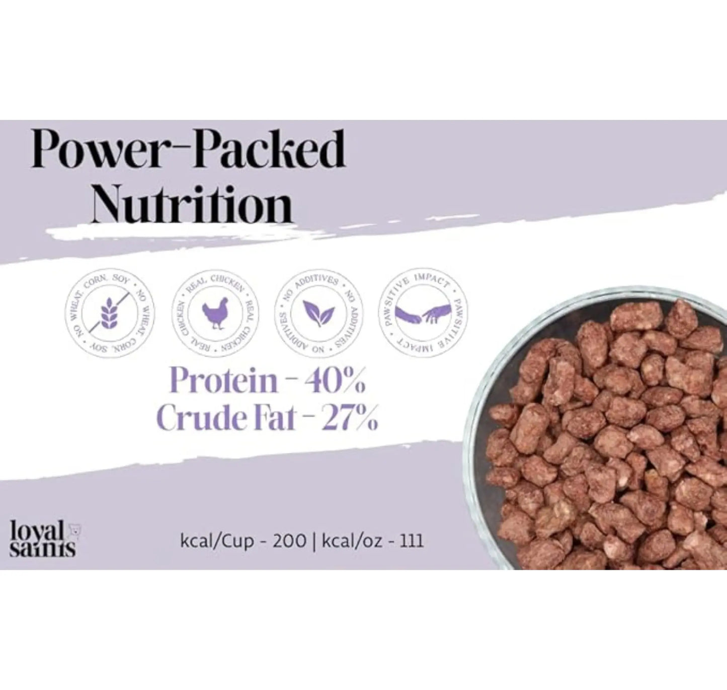 Loyal Saints Premium Freeze-Dried Chicken Dog Food 5Oz - Healthy, High Protein, and Grain-Free Raw Chicken Nuggets - Complete and Balanced Meal Topper, Snack, Dog Food & Picky Eater Favorite - Made in the USA - Woman Owned - Dog Nutrition - Dog Treat