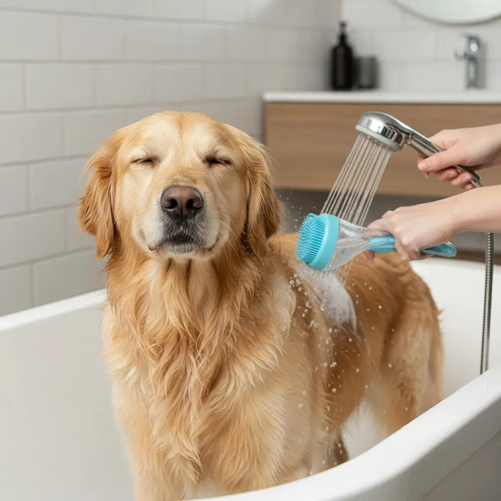 2025 New 2 in 1 Pet Bath and Grooming Brush Is a Pet Tool with Built in Shampoo Dispenser for Easy Bathing a Soft Massage Tool for Long or Short Haired Dogs and Cats Ideal for Shower