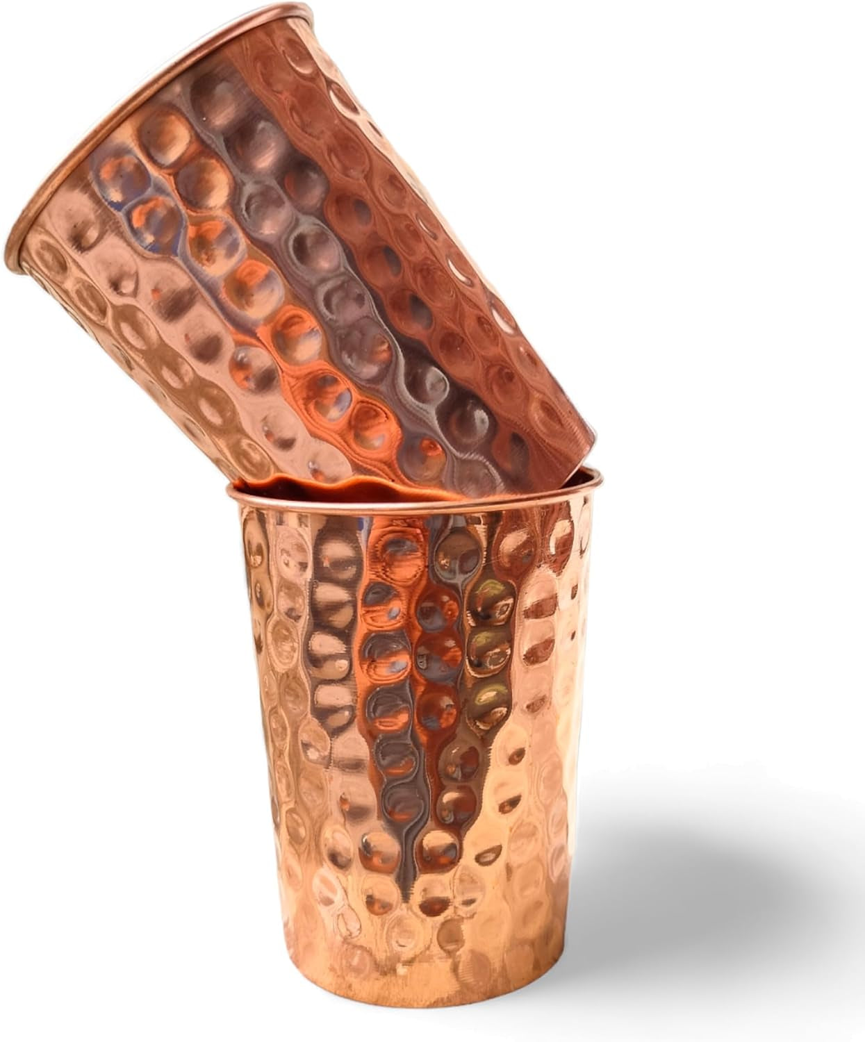 Set of 2 Hammmered Pure Copper Cups for Drinking Water Glasses Tumblers Glass Fo