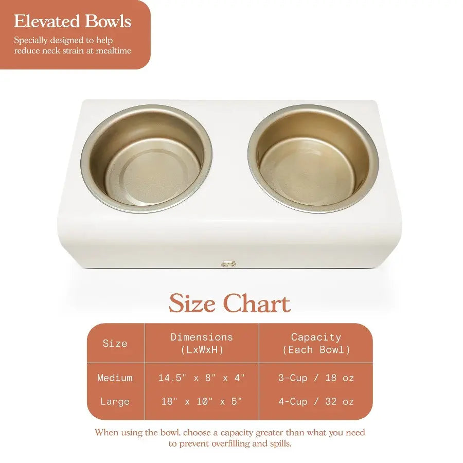 Double Elevated Stainless Steel Pet Bowl, 3-Cup, White by Drew Barrymore