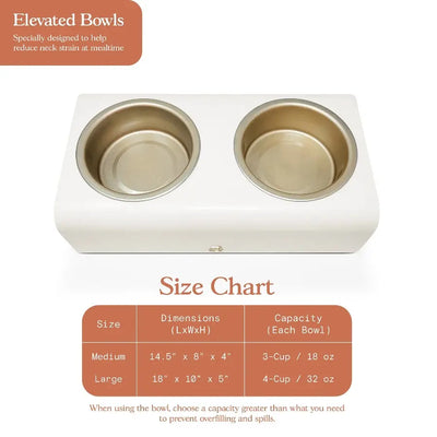 Double Elevated Stainless Steel Pet Bowl, 3-Cup, White by Drew Barrymore