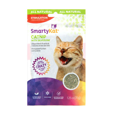 Smartykat Catnip with Silvervine, Pure & Potent Blend for Cats, Resealable Pouch, 1.25 Oz