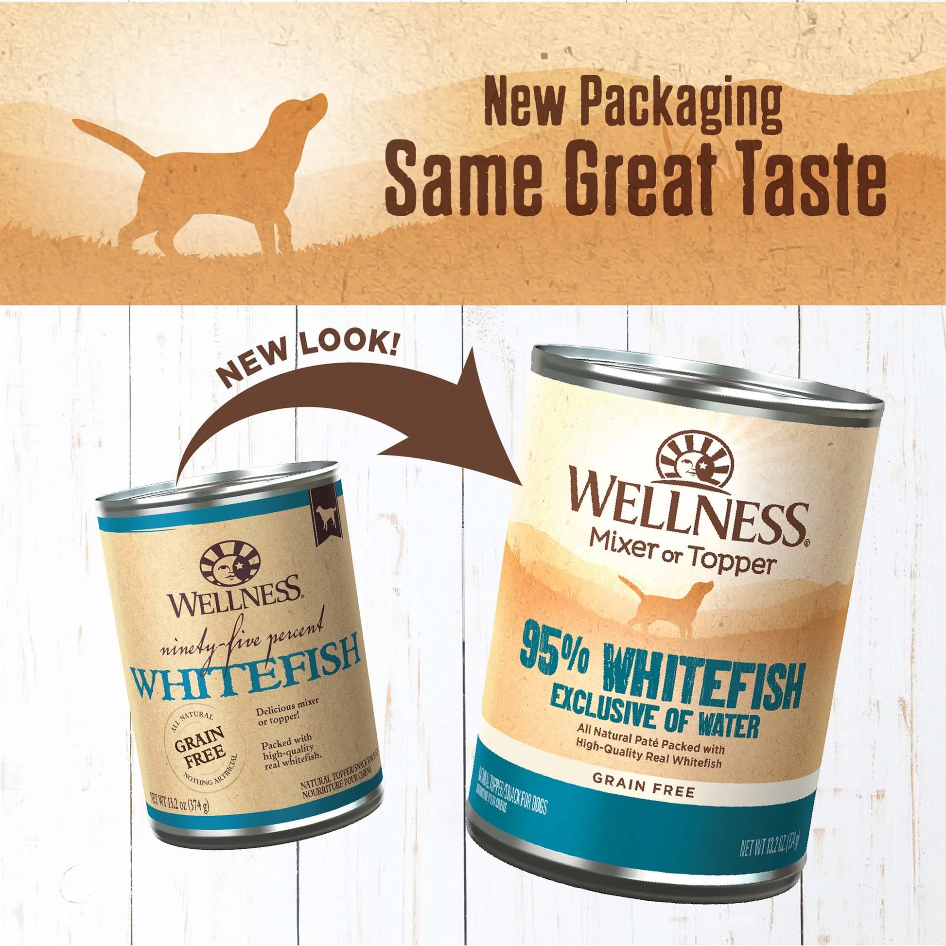Wellness 95% Whitefish Natural Wet Grain Free Canned Dog Food, 13.2-Ounce Can (Pack of 12)