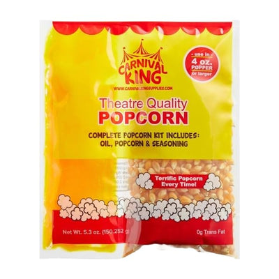 Carnival King: Popcorn Kernels for Popcorn Machine, Popcorn Packets, Bulk Popcorn, 4Oz Packs (CASE of 24) - Popcorn Machine Supplies, Popcorn Maker Kit Popcorn Kernels All in One Popcorn Packs