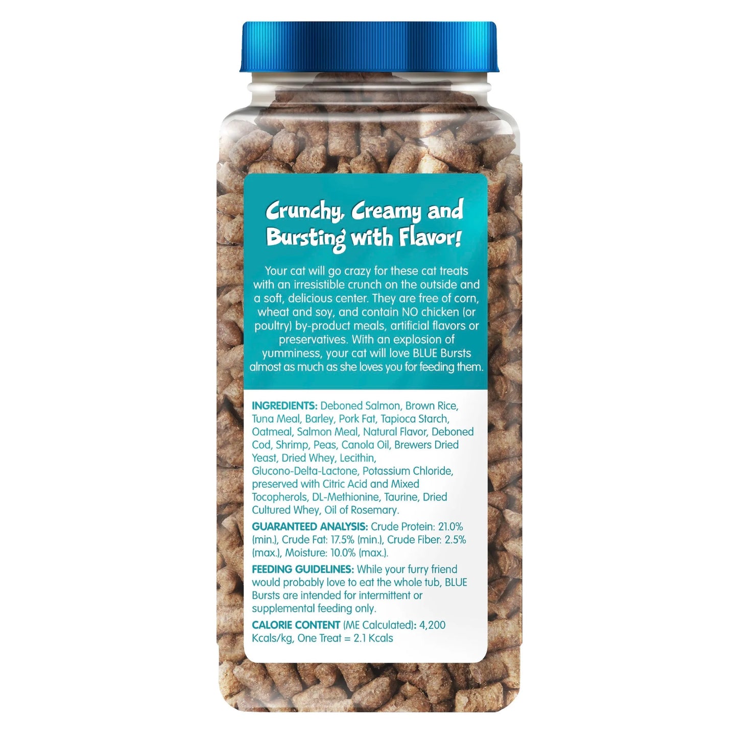 Blue Buffalo Bursts Crunchy & Creamy Cat Treats, Great for Training, Savory Seafood, 12-Oz Tub