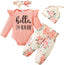 Yvowming Newborn Infant Baby Girl Clothes Outfits Rib Romper Floral Pants with Headband Winter Clothing Set