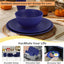 Homienly 40 Pcs Wheat Straw Dinnerware Sets, Dinner Plates, Cups, Pasta Bowls, Dishes Set for 8, Microwave Safe Plates and Bowls Sets, Blue