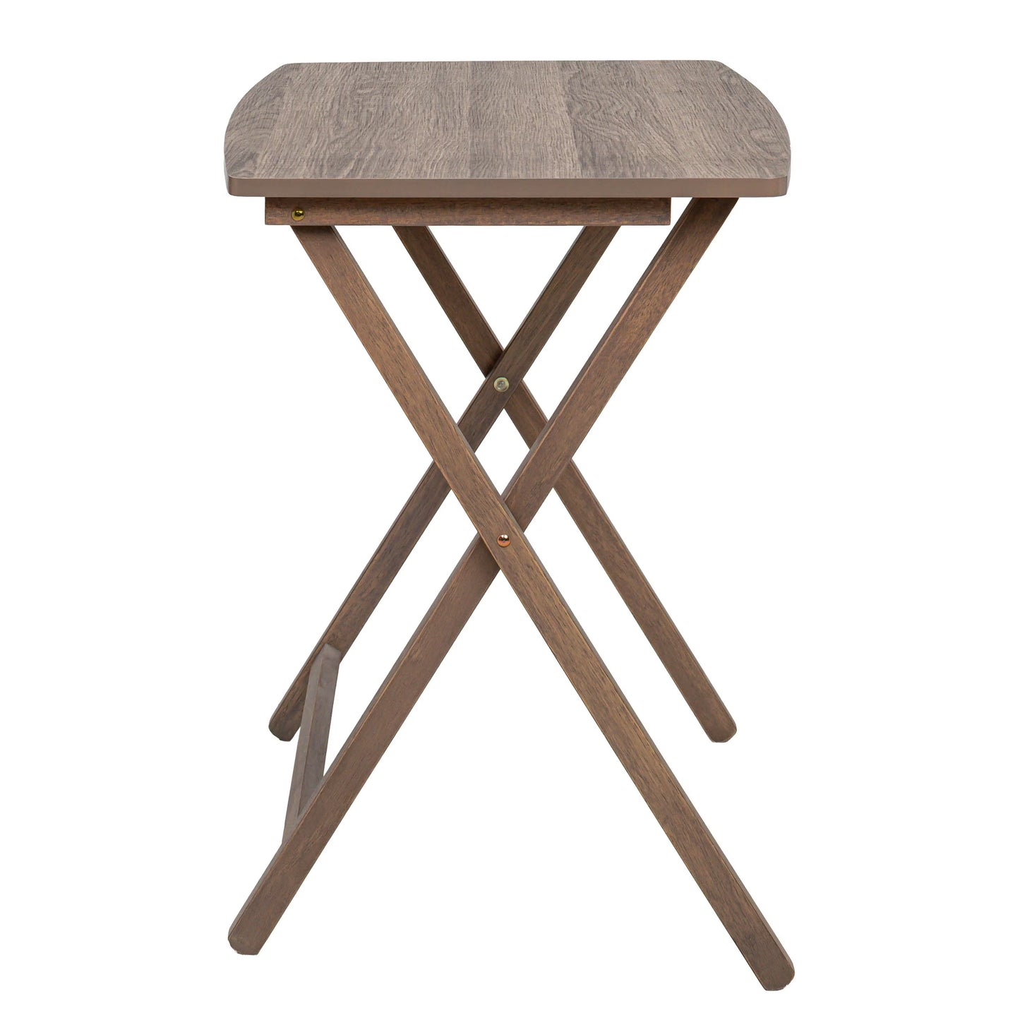 Mainstays XL Oversized 5-Piece Rubberwood Folding TV Tray Table Set of 4 with Storage Rack, Rustic Gray