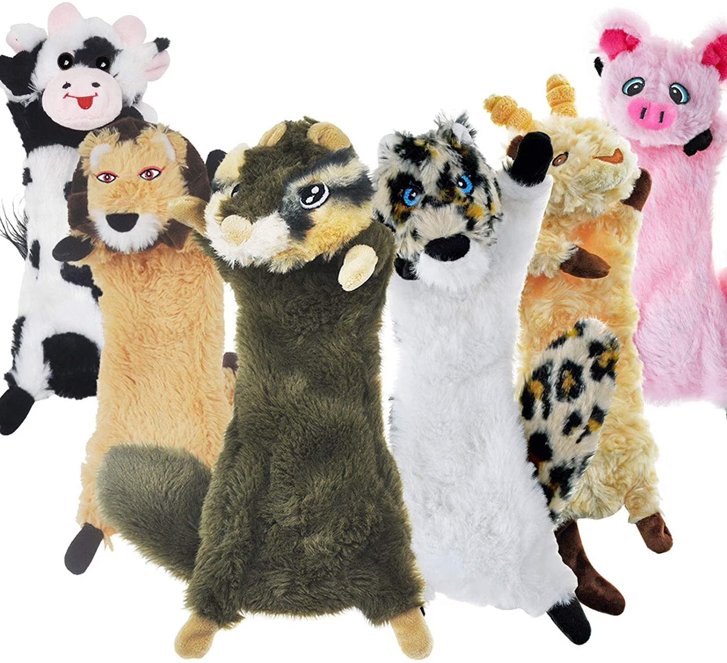 SHARLOVY Dog Squeaky Toys No Stuffing, 6 Pack Dog Toys Crinkle Dog Toys for Small Dogs Durable Dog Chew Toys Plush Cute Animals Natural Puppy Toys for Teething Pet Toys Squeak
