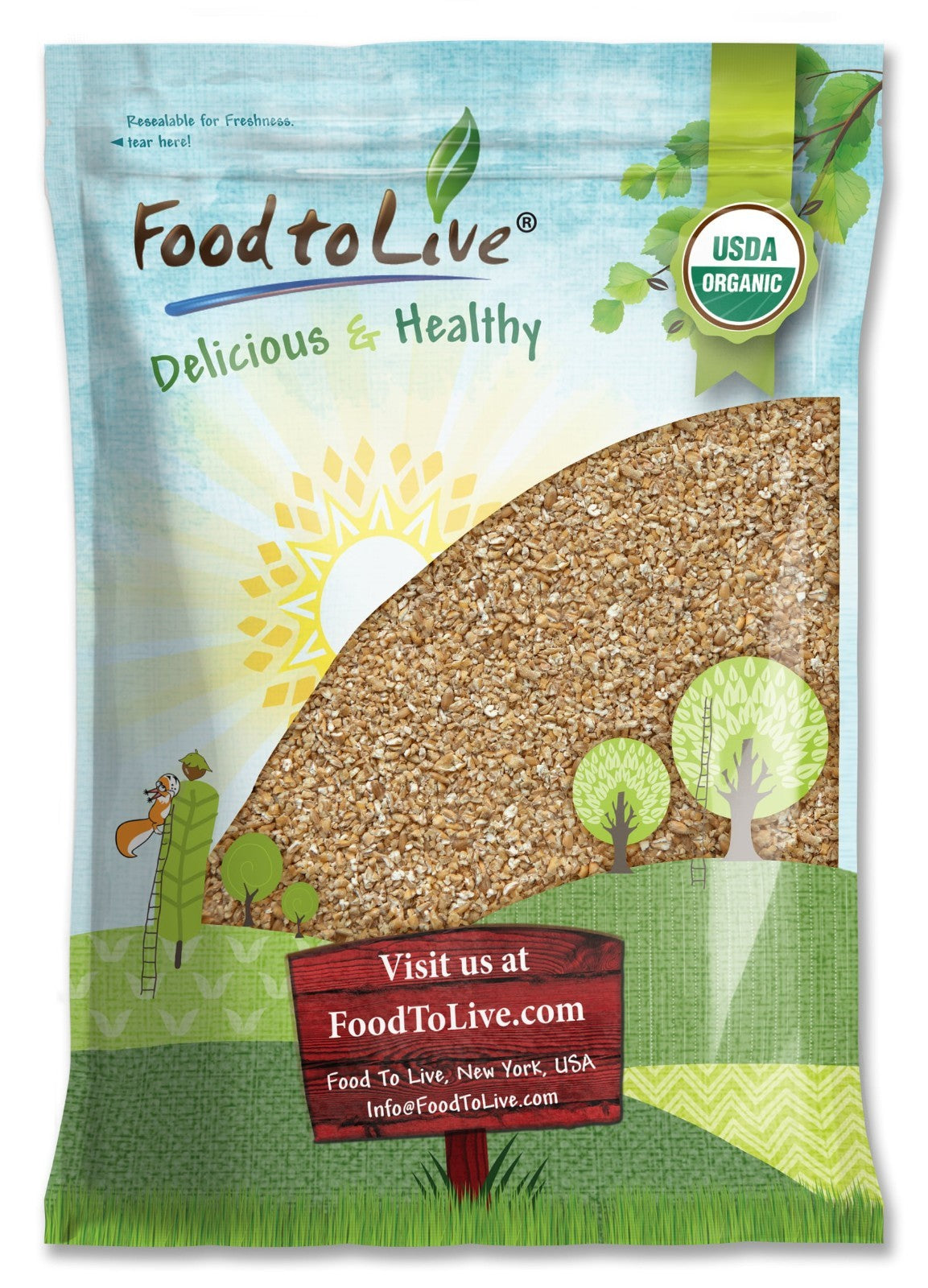 Organic Cracked Wheat Berries — Non-Gmo, Vegan, Kosher, Bulk — by Food to Live