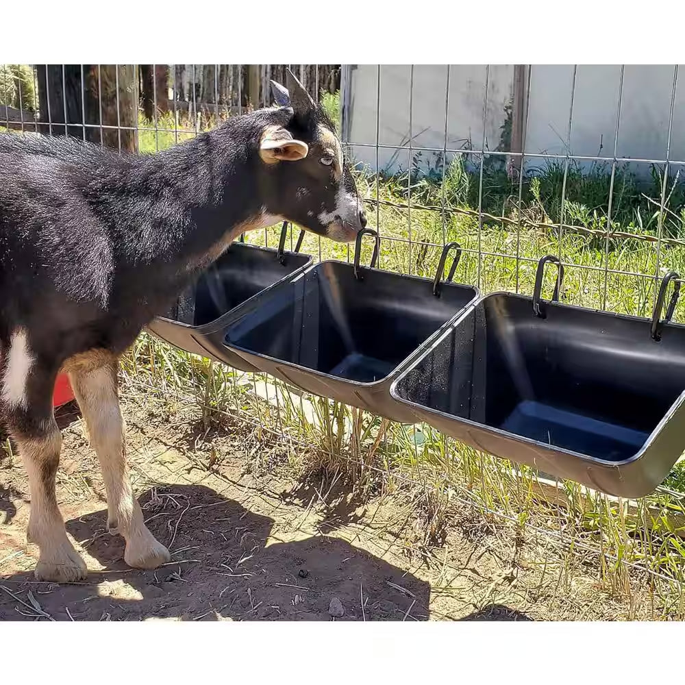 Hanging Feeder Trough for Poultry Goat Sheep Deer and Small Livestock PP Plastic Easy Mounting Feed Container