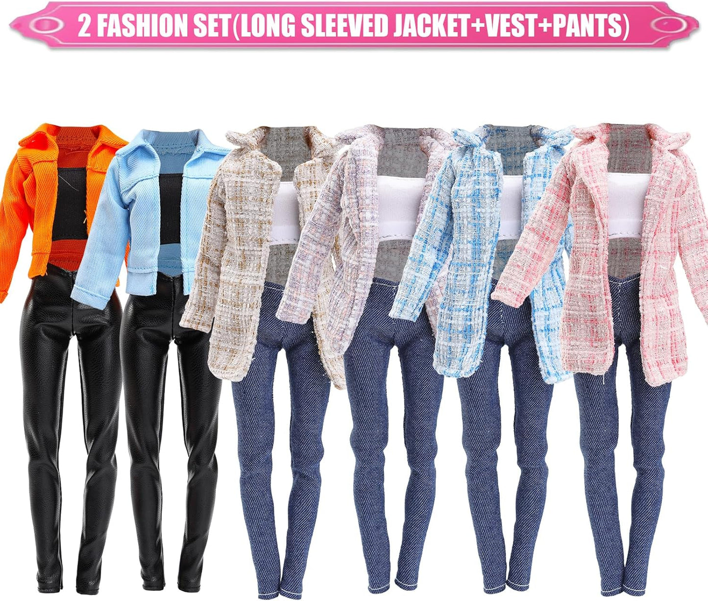 BARWA 11 PCS Doll Clothes 4 Sets Elegant Business Skirt Vest Set Fashion Top and Pants Long Sleeved Coat Office Style Casual for 11.5 Inch Girl Doll | Office Style Casual Fashion Top and Pants Long Sleeved Coat