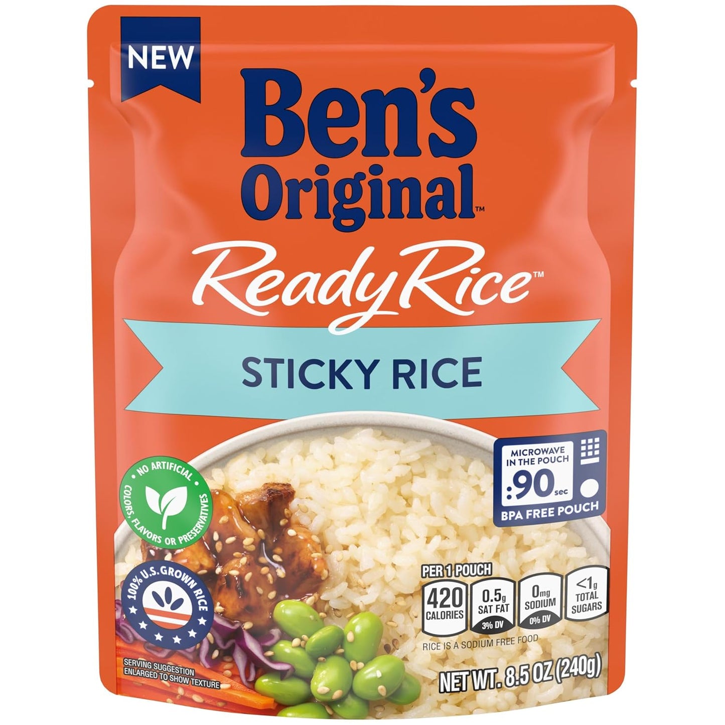 BEN'S ORIGINAL Ready Rice Sticky Rice, Easy Dinner Side, 8.5 Oz Pouch (Pack of 12)