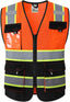 Jksafety Hi Vis Reflective Safety Vests for Men Women High Visibility Vest with Pockets Mesh Fabric Construction Safety Apparel Neon Vest for Work (220-Oblack S)