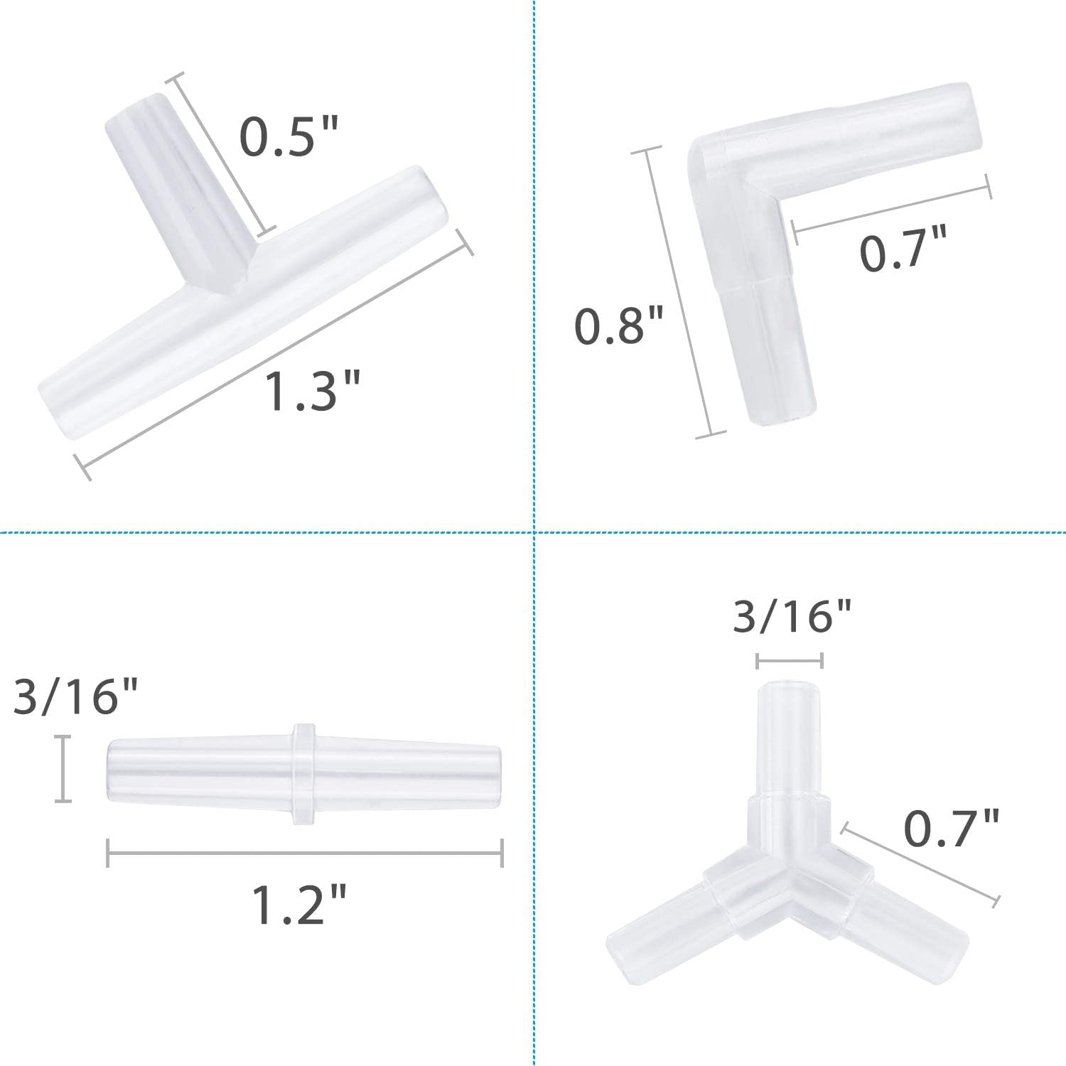 Pawfly Aquarium Airline Tubing Connectors Plastic Inline Valve, Fish Tank Air Pump Connector, 40-Piece