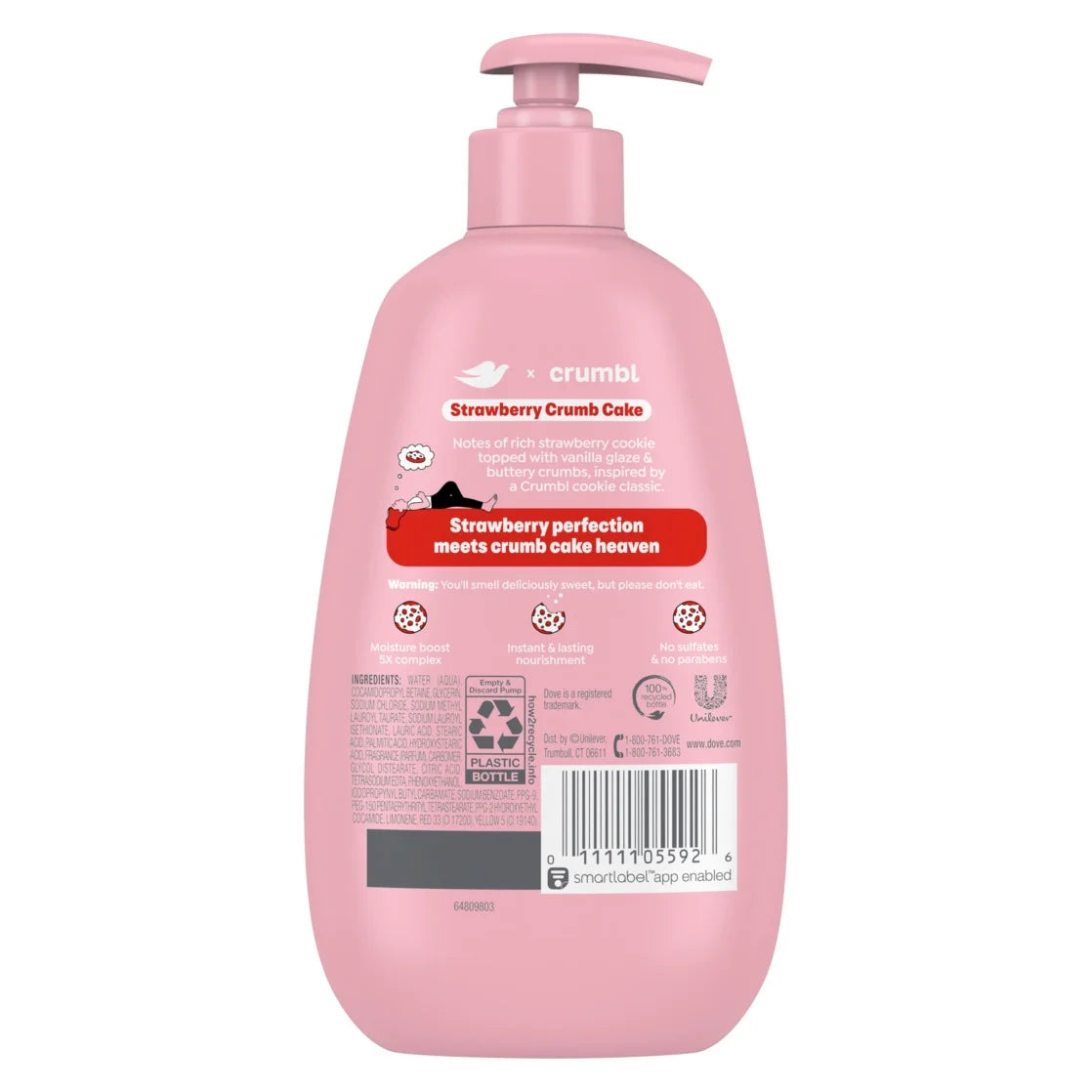 Dove Crumbl Limited Edtion Liquid Hand Soap Strawberry Crumb Cake, 12 Fl Oz