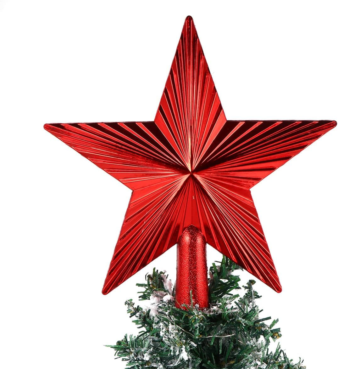 2Pcs Christmas Tree Star Topper, 20Cm Plastic for Xmas