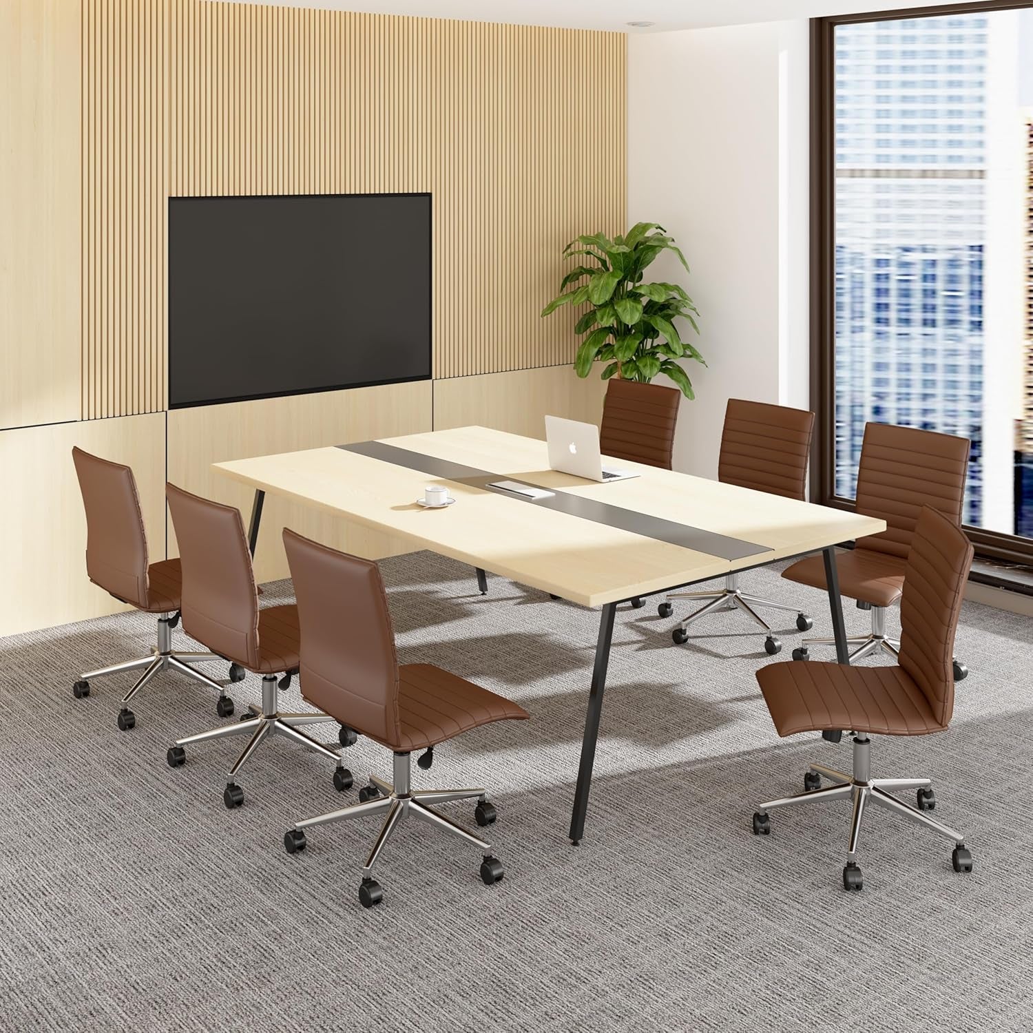 Boss Office Products Modern Vinyl Armless Hospitality Office Chair, Brown