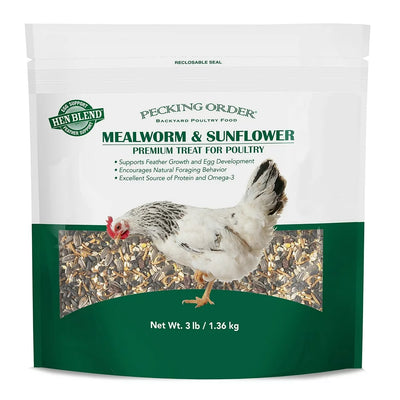 Red River Commodities Pecking Order Mealworm & Sunflower Chicken Treat; 3 Lb. Bag