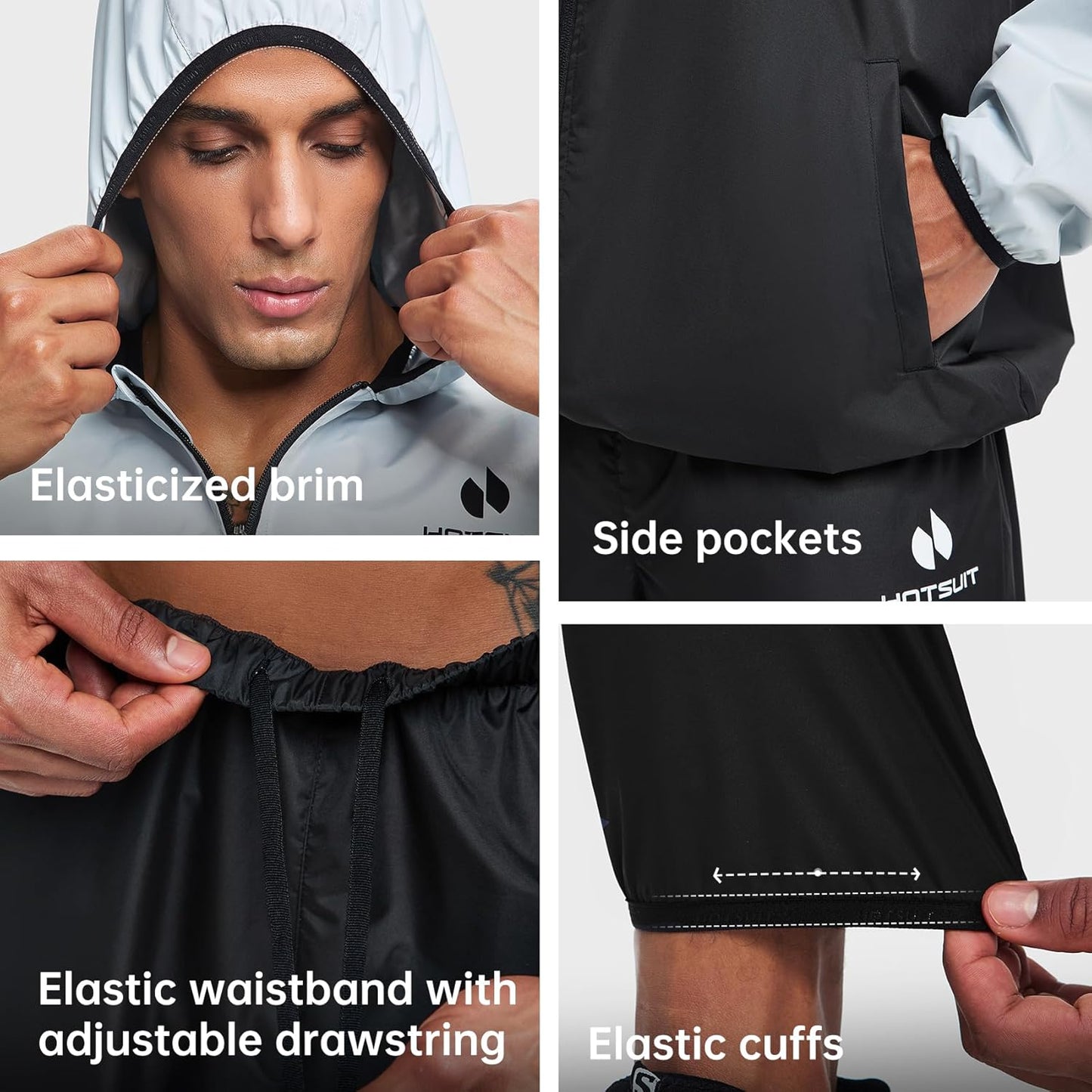 HOTSUIT Sauna Suit for Men Weight Loss Sweat Suits Gym Workout Exercise Sauna Jacket Pant Full Body