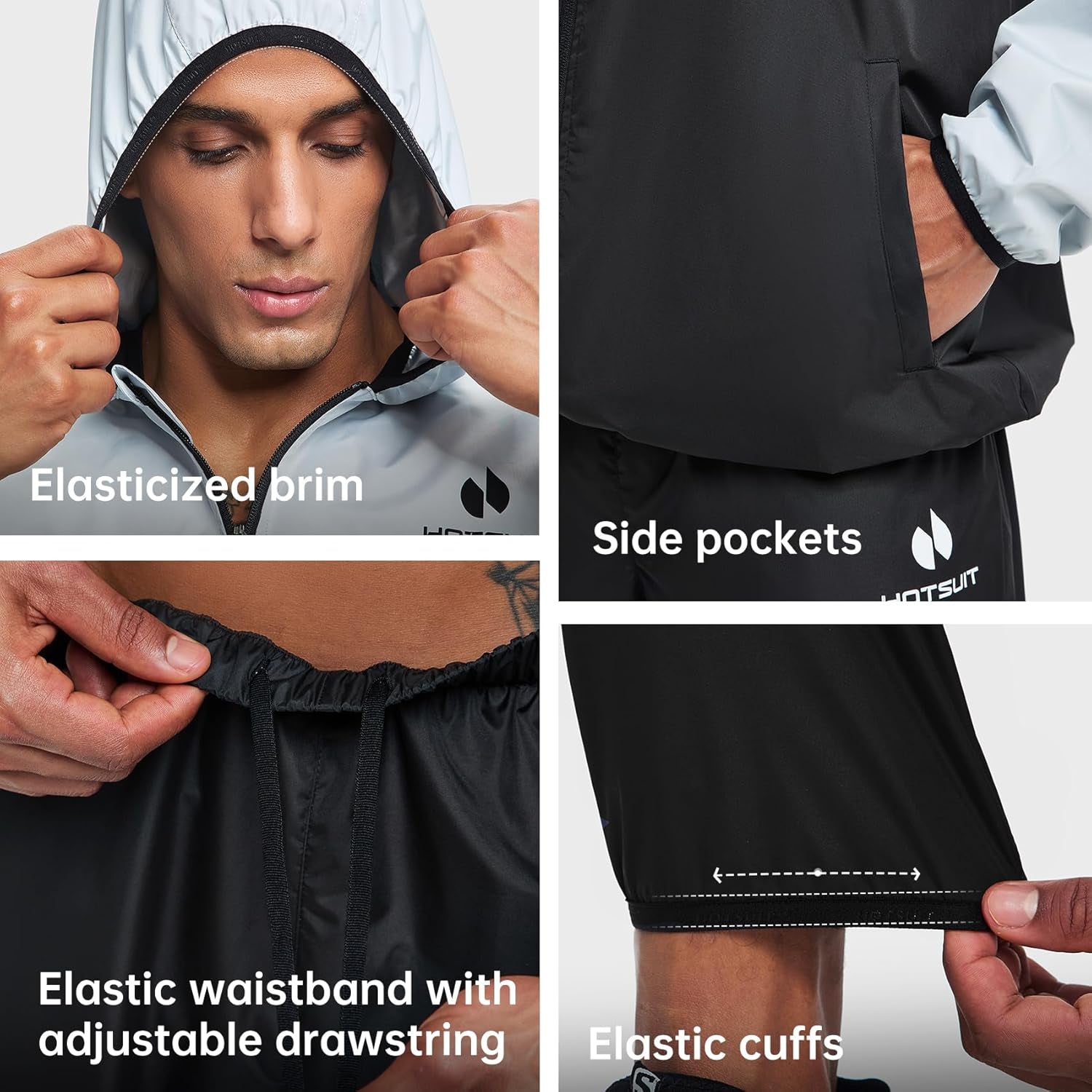 HOTSUIT Sauna Suit for Men Weight Loss Sweat Suits Gym Workout Exercise Sauna Jacket Pant Full Body