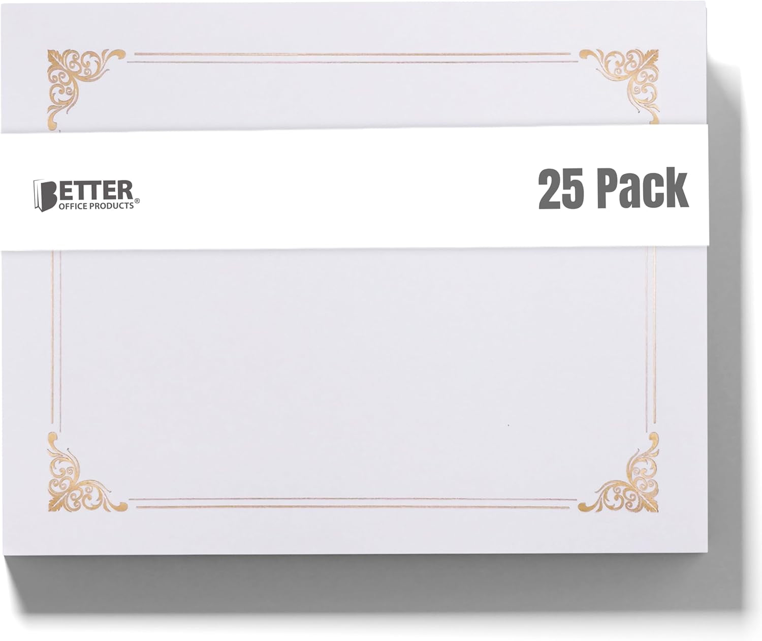 Better Office Products 25 Pack White Certificate Holders, Diploma Holders, Document Covers with Gold Foil Border, for Letter Size Paper, 25 Count, White