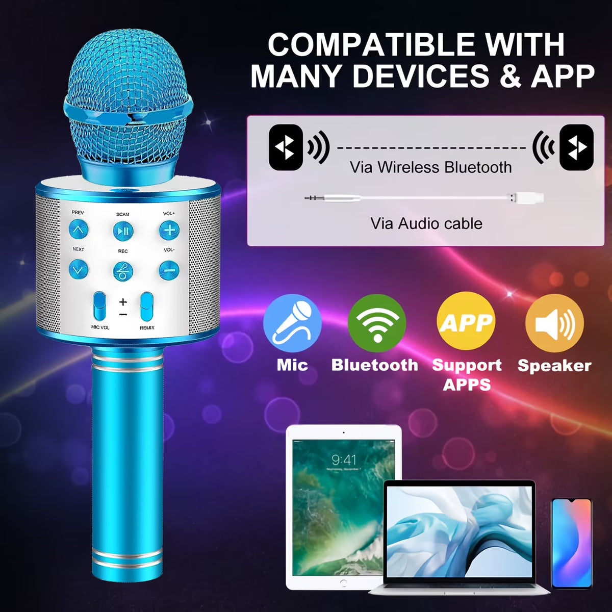 ATOPDREAM Karaoke Microphone for Kids, Toys for 3-12 Year Old Girls, Kids Microphone Girls Toys Bluetooth Microphone Birthday Gifts for 3 4 5 6 7 8 Years Old Girls Boys