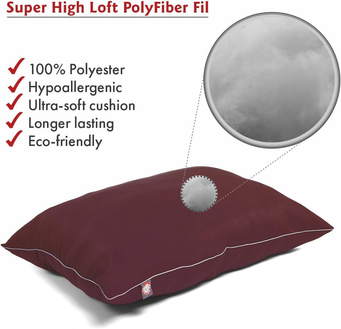 Majestic Pet Rectangle Large Dog Bed Washable – Non Slip Comfy Pet Bed – Dog Crate Bed Super Value Pillow Dog Bed – Dog Kennel Bed for Sleeping - Dog Bed Large Breed 46 X 35 Inch – Solid Burgundy