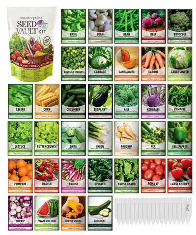 Vegetable Seed Vault Kit – 35 Heirloom Non-Gmo Vegetable Seeds for Gardening Survival Food Storage
