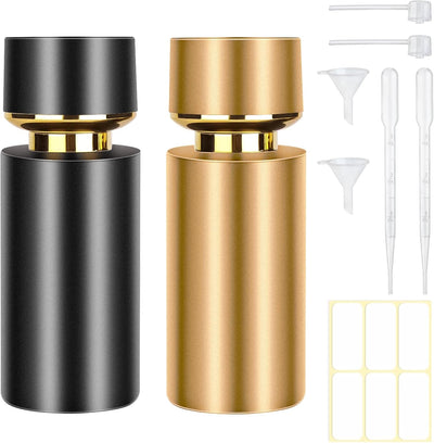 2Pcs 50Ml Glass Spray Bottle for Perfume,Refillable Travel Perfume Atomizer Bottles,Black&Gold Portable Cologne Atomizer Empty Bottle.(Black&Gold)