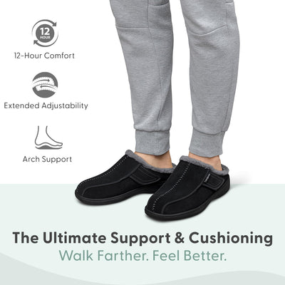 Orthofeet Men'S Orthopedic Asheville Adjustable Faux Fur Lined Slipper