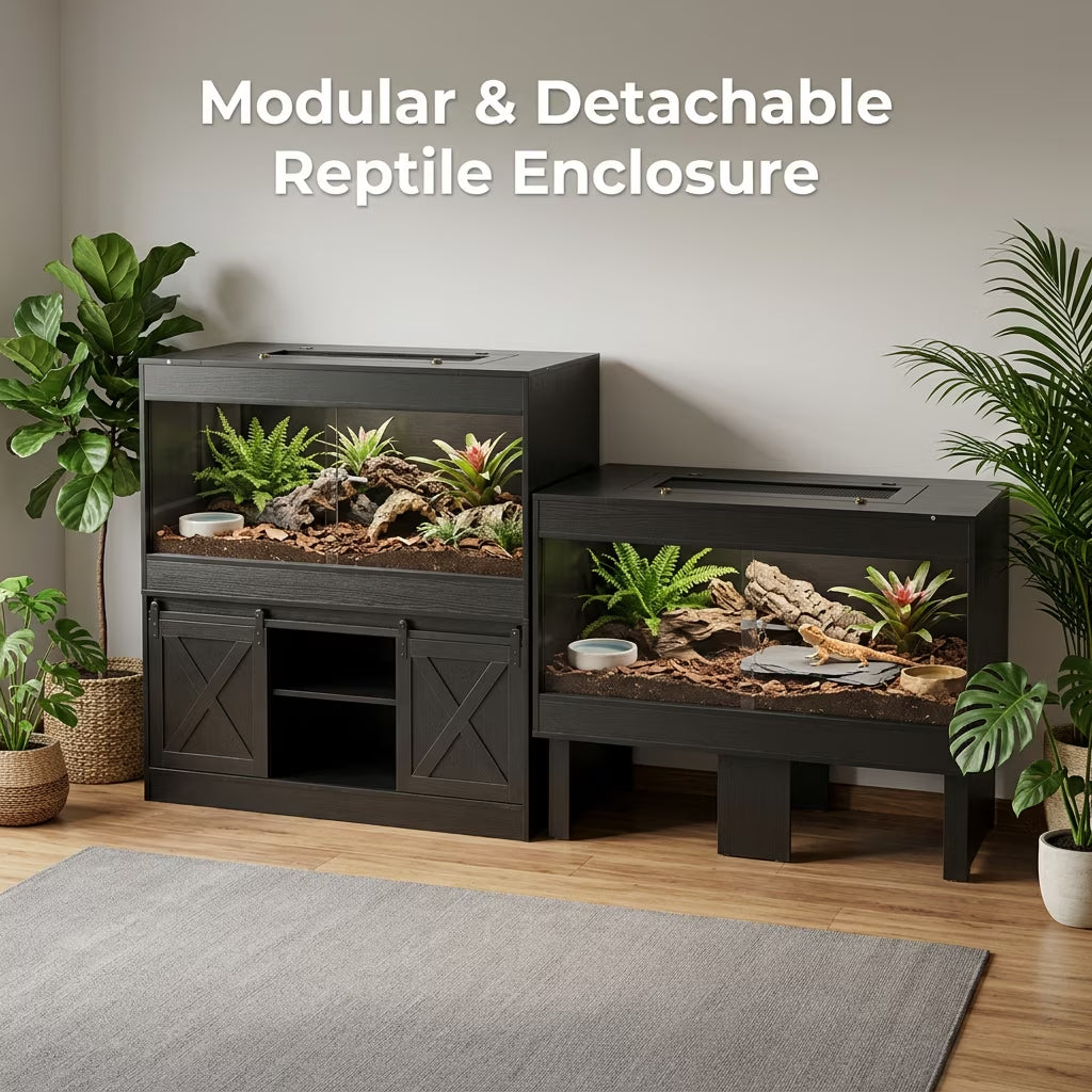 Nordee 120 Gallon 4X2X2 Reptile Tank with Stand & Sliding Glass Doors, Reptile Enclosure for Bearded Dragons, Geckos, Lizards and Snakes
