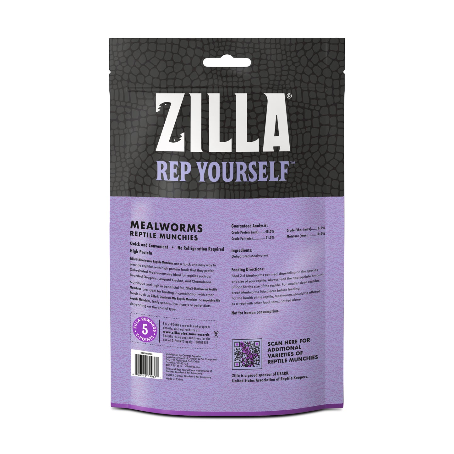 Zilla Reptile Munchies Mealworm Resealable Bag, 3.75 Ounces