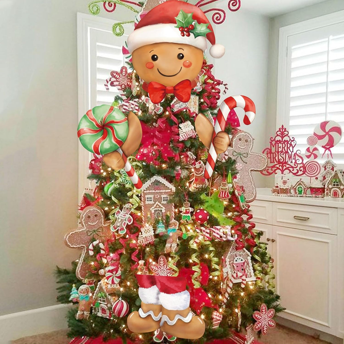 Vloso Gingerbread Christmas Tree Topper, Gingerbread Christmas Decorations