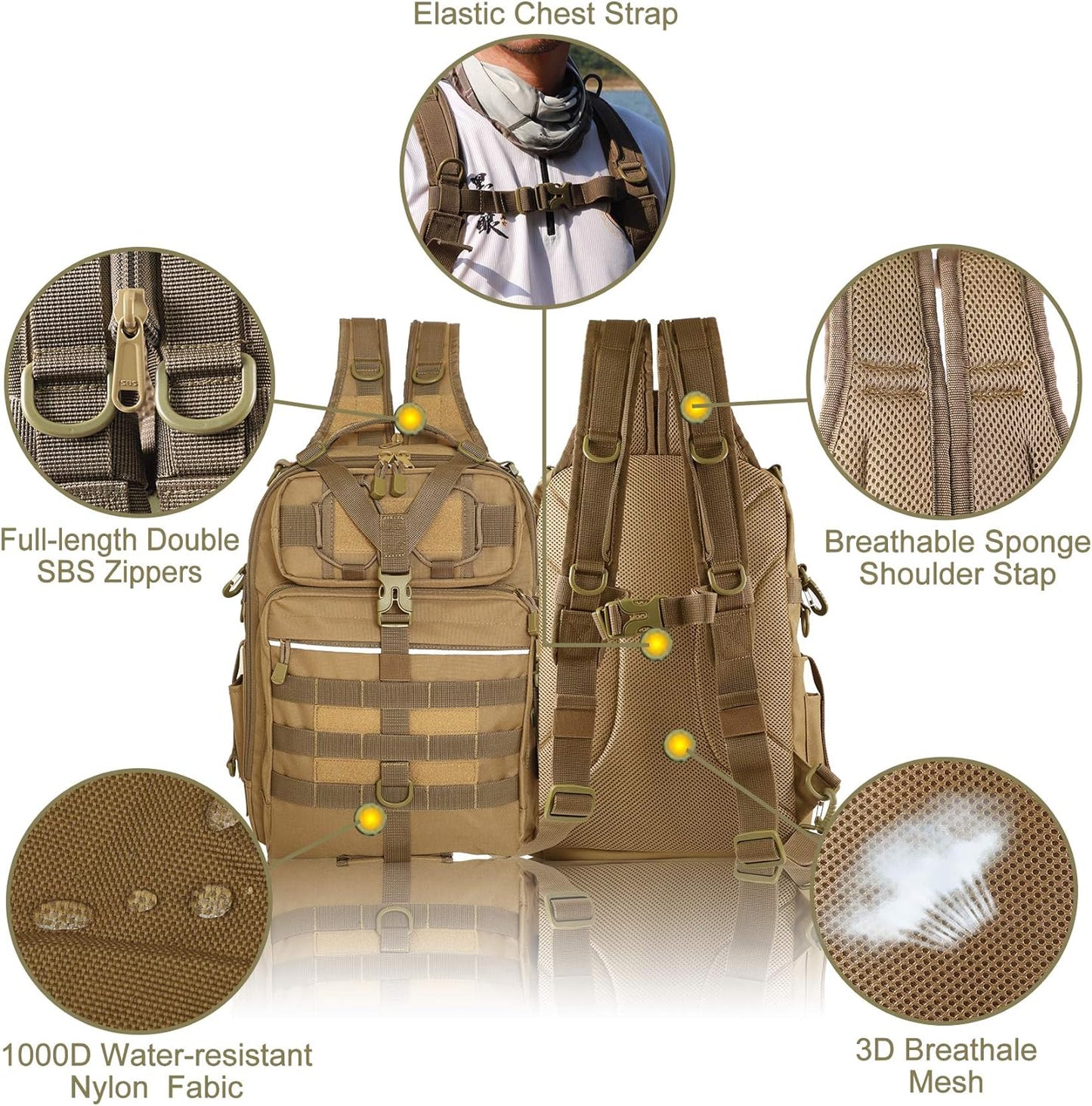 BLISSWILL Outdoor Tackle Bag - Large Water-Resistant Fishing Backpack