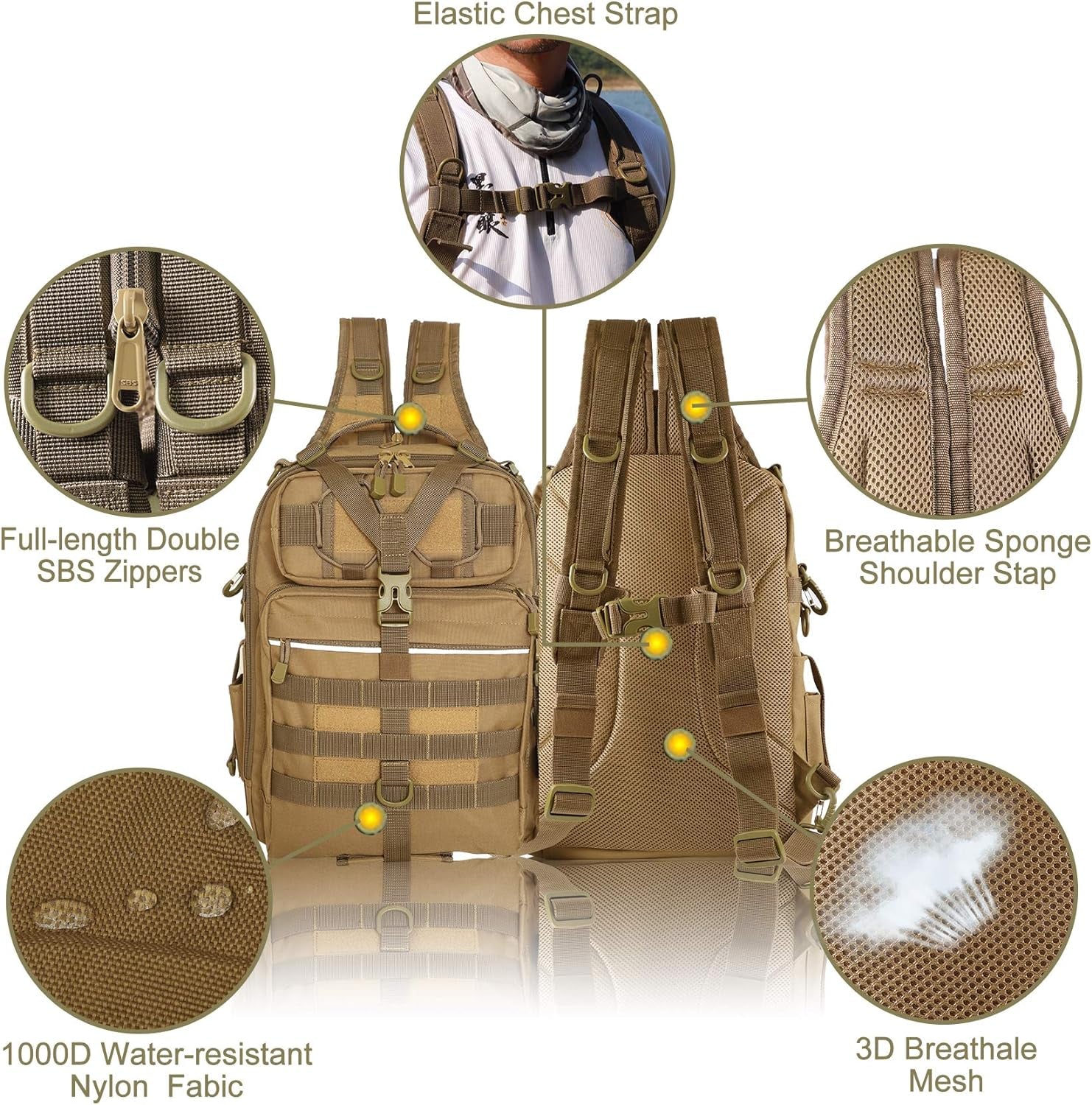 BLISSWILL Outdoor Tackle Bag - Large Water-Resistant Fishing Backpack