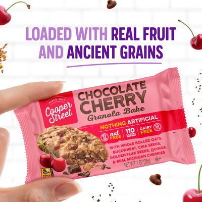 Cooper Street Individually Wrapped Chocolate Cherry Baked Granola Bars - Nut & Dairy Free - 12 Bars