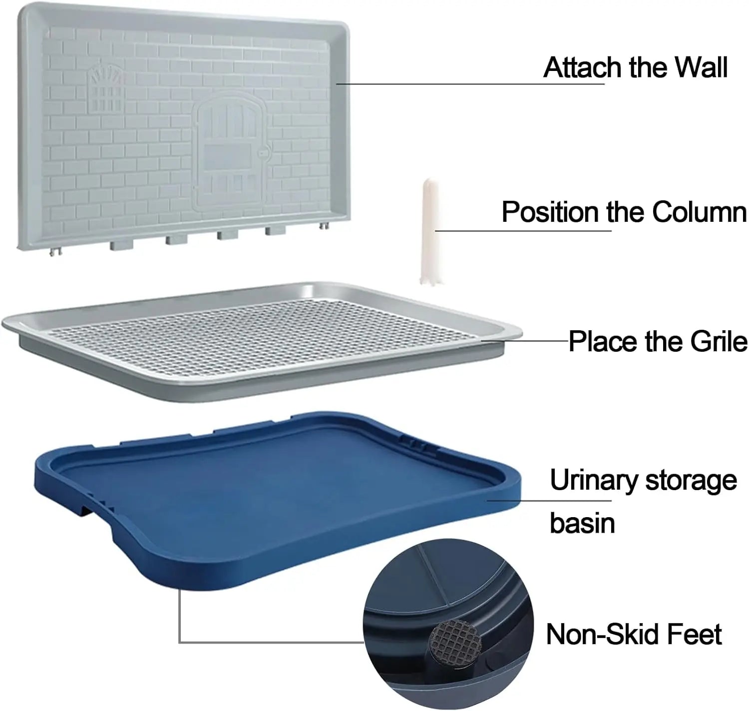 Hallostark Pee Pad Holder, Indoor Dog Potty for Dogs, Dog Pad Holder, Puppy Potty Training Tray with Splash Wall & Center Post, 20.1"×15.4", Black