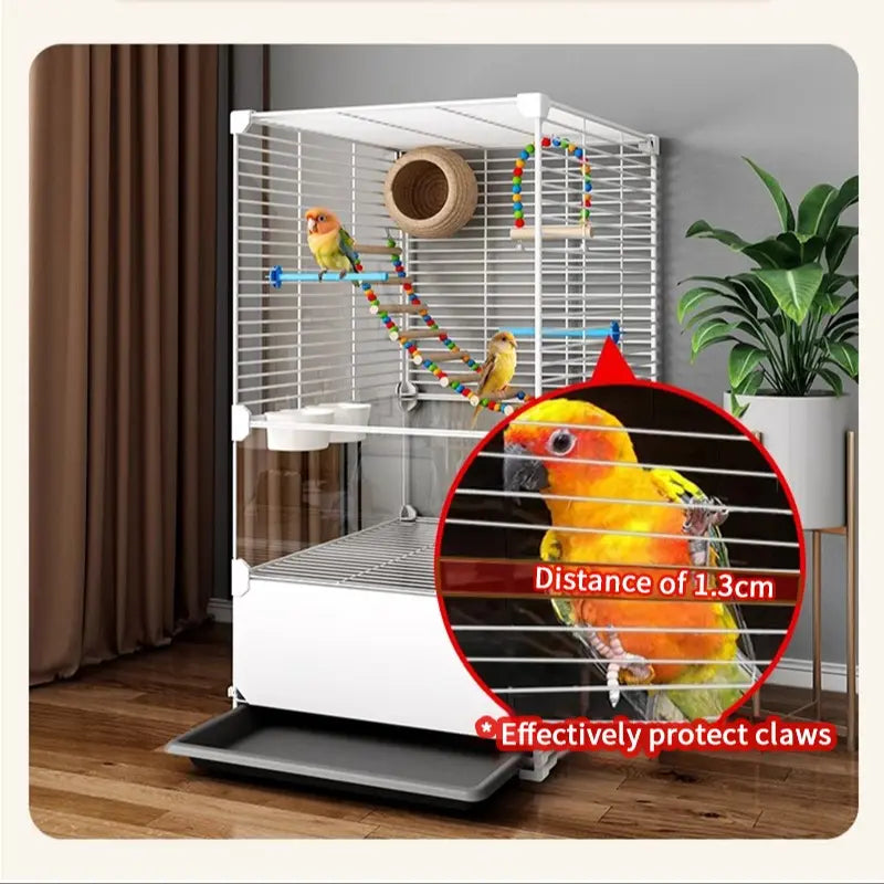 Big Flight Bird Cage, Black Parakeet Cages with Rolling Stand & Wheels, Wide Birdcage for Parrots Cockatiels Conure Budgie Canary Finch Lovebird, Tray