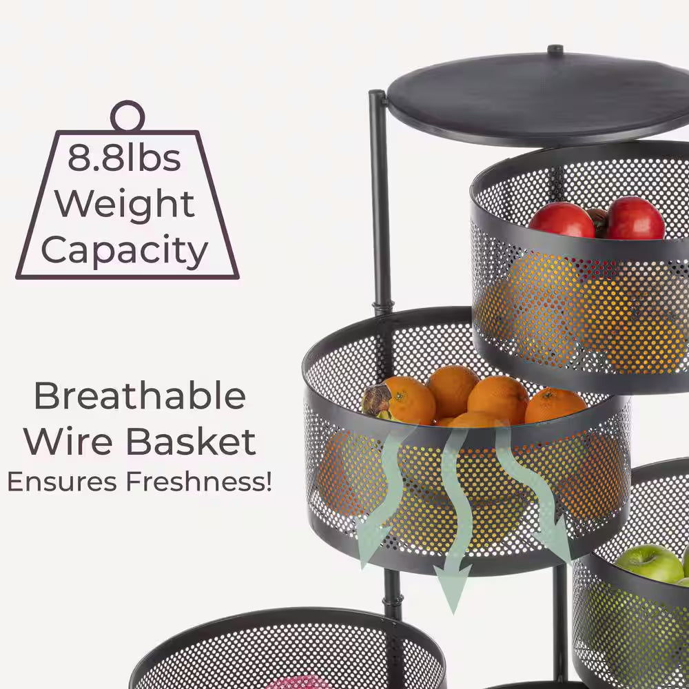 5 Tier Rolling Kitchen Cart, Black
