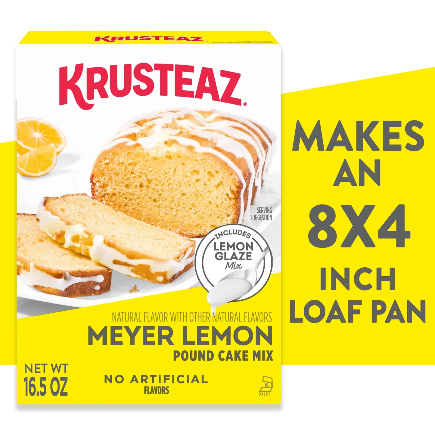 (6 Pack) Krusteaz Meyer Lemon Pound Cake Mix, Pound Cake Baking Mix with Lemon Flavored Glaze, 16.5 Oz Box​