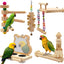 5PCS Bird Perch and Toy Set. Includes a Perch, Feeder, Swing, and Chew Toy. Hangable Natural Solid Wood Birdcage Accessories, Suitable for Small Budgies, Cockatiels, Conures, Lovebirds, Etc.