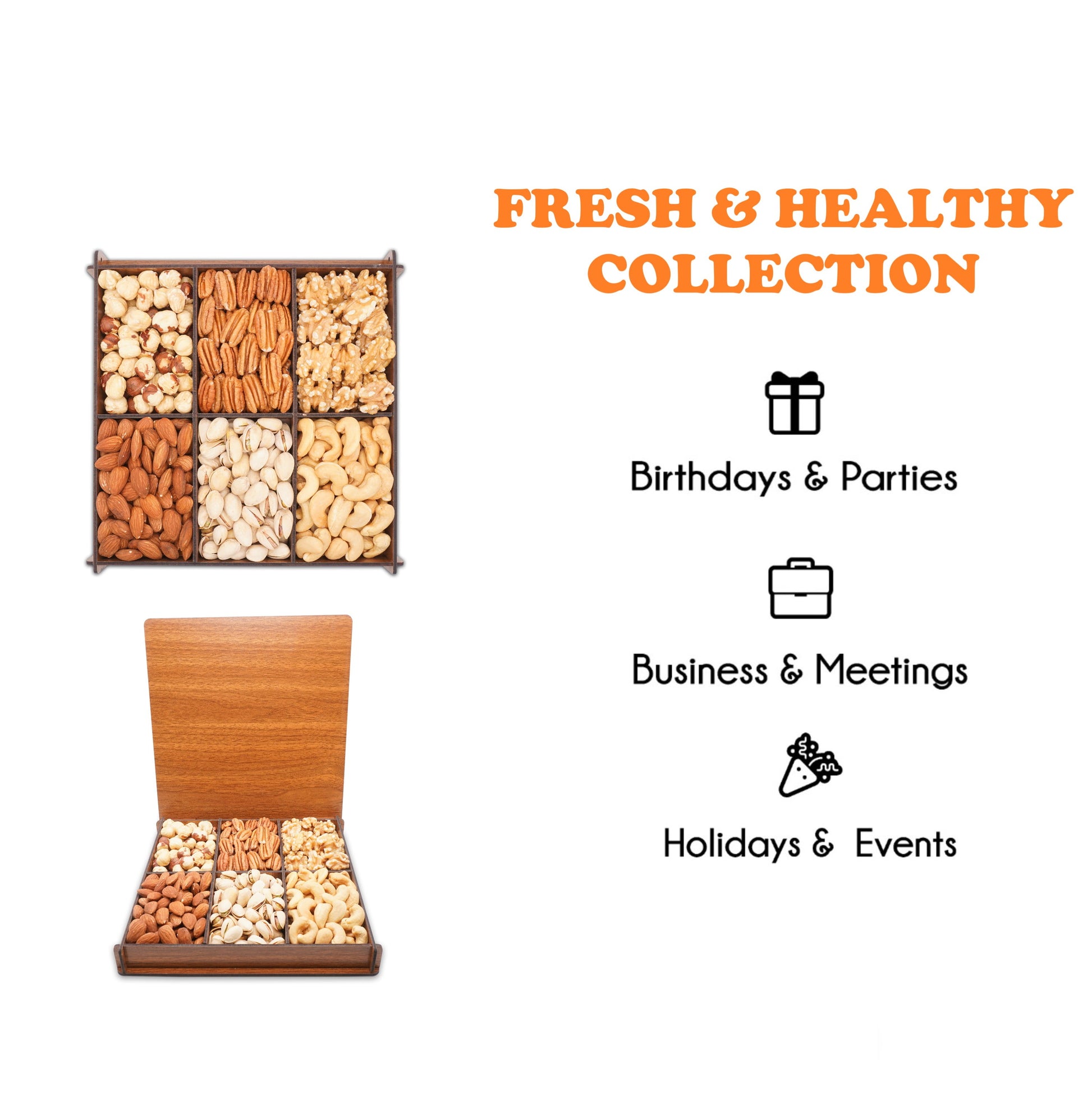 Nuts Basket, Gourmet Food Fresh Gift Ideas for Business, Customer Box, Birthday, Secret Garden'S