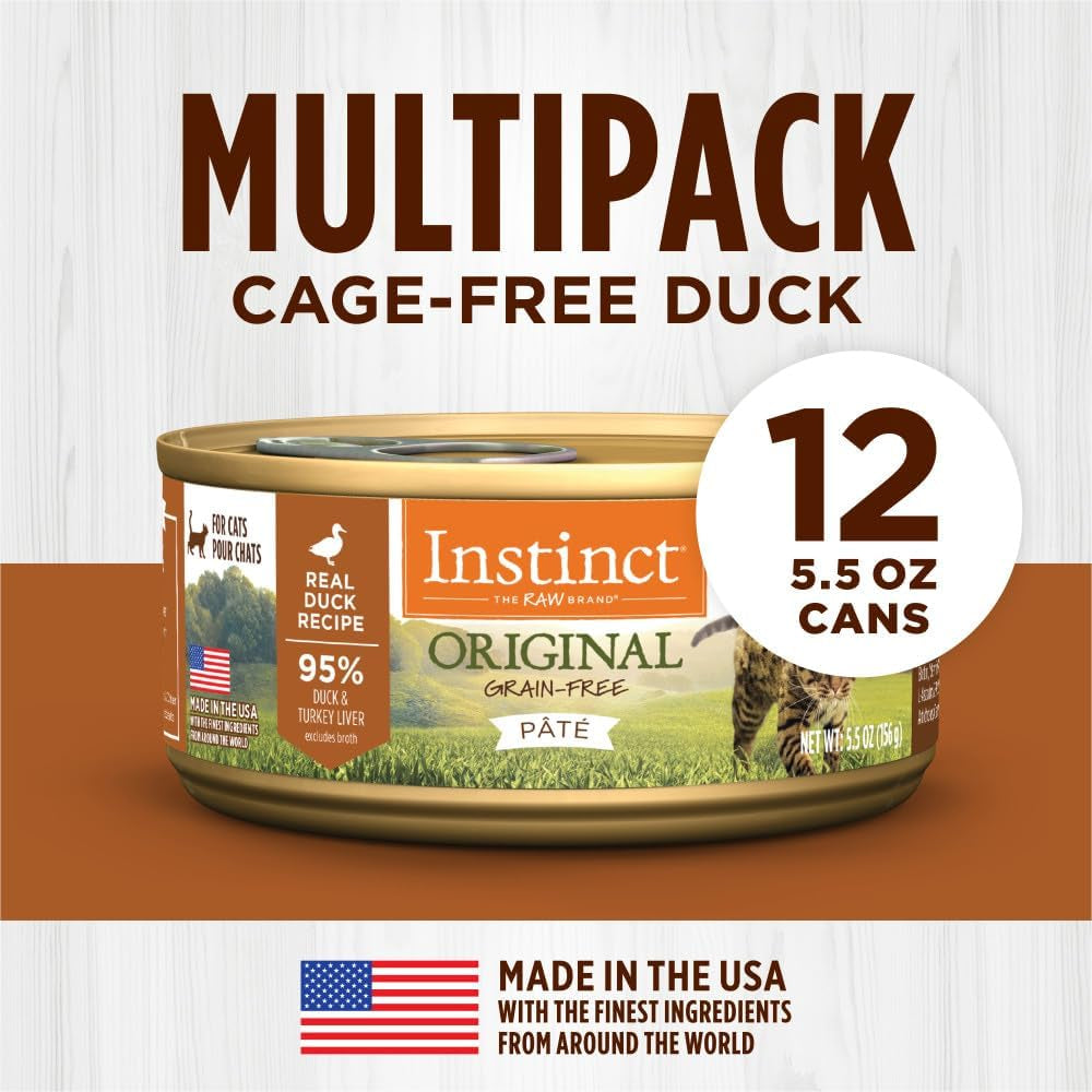Instinct Original Pate Wet Cat Food, Grain Free Recipe - Real Duck, 5.5 Ounce (Pack of 12)
