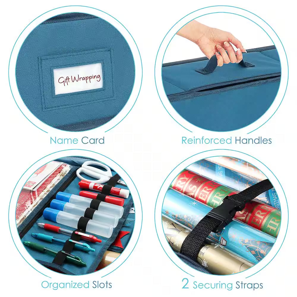 Blue Large Christmas Wrapping Paper Storage Box