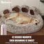 Kylinsure Paw Shape Calming Pet Bed, Plush Faux Fur Donut Bed for Dogs & Cats, Machine Washable, Non-Slip Bottom