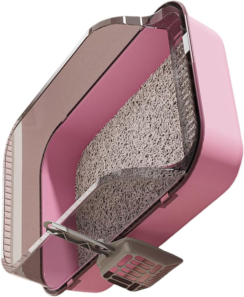 Semi-Enclosed Toilet,Anti-Spill Design,Thickened Structure Odor Blocking, Simple Pet Litter Box,High Side Anti-Splashing, Semi-Enclosed Removable Cats Litter Boxes, Easy To-Clean