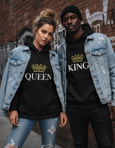 Tstars King & Queen Matching Couple Hoodie Set - His & Hers Pullover Hoodies - Valentine'S Day Gift for Couples