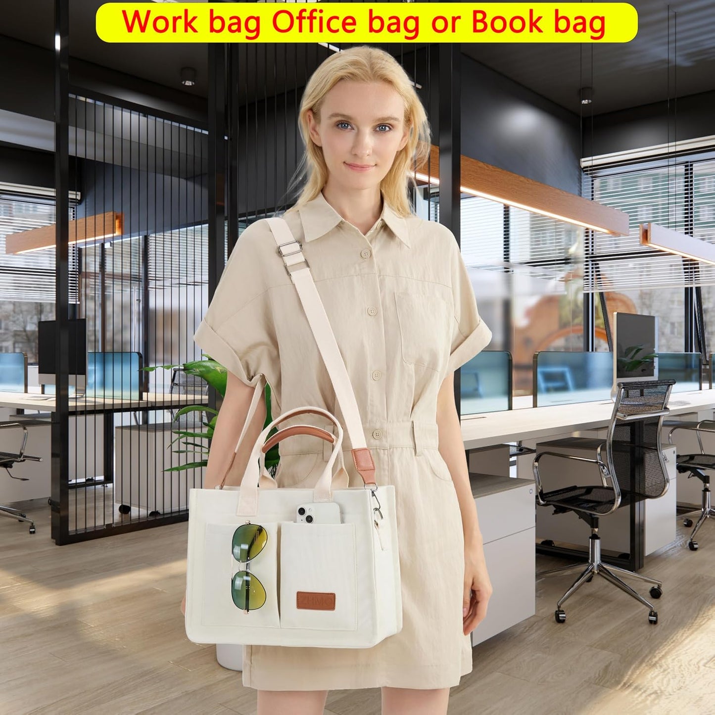 ZHMO Canvas Tote Bag for Women,Women'S Bags Crossbody Bags Work Laptop Tote Bag Large Handbags Purse for Travel Nurse Teacher