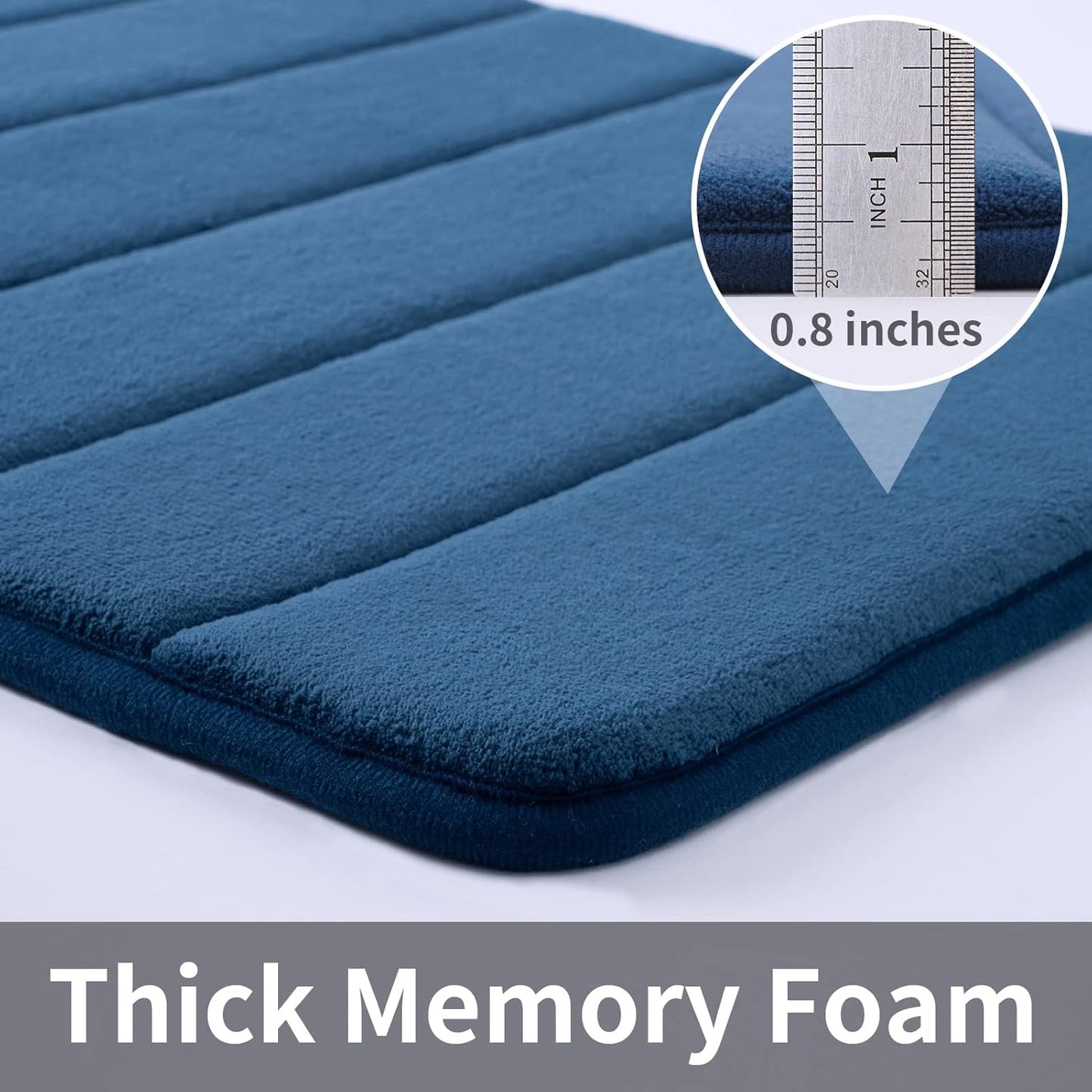 ROSMARUS Memory Foam Bath Mat 20' X 32', Water Absorbent Shower Mat, Thick Non Slip Bath Rugs with PVC Backing, Ultra Soft Bath Rugs for Floor & Tub, Navy
